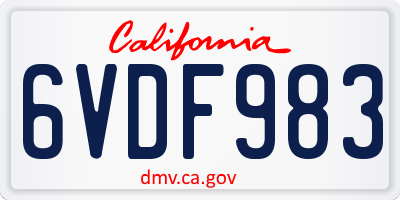 CA license plate 6VDF983