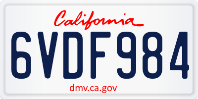 CA license plate 6VDF984