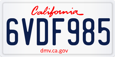 CA license plate 6VDF985