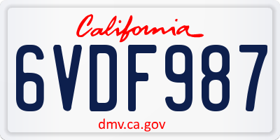 CA license plate 6VDF987