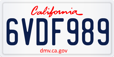 CA license plate 6VDF989