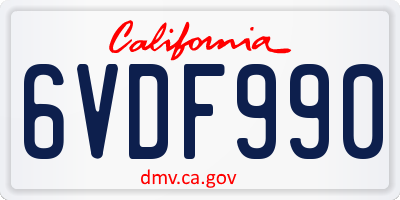 CA license plate 6VDF990