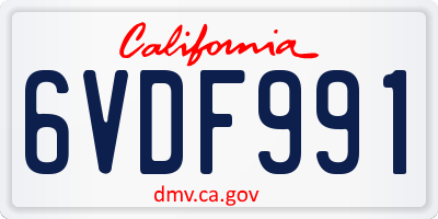 CA license plate 6VDF991