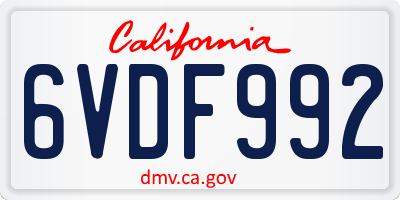 CA license plate 6VDF992