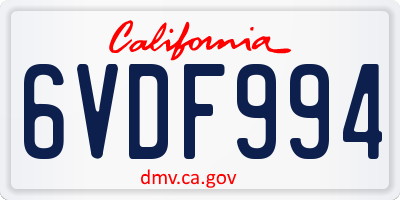 CA license plate 6VDF994