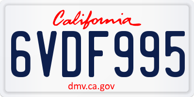 CA license plate 6VDF995