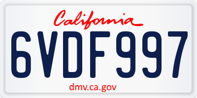 CA license plate 6VDF997