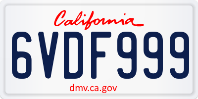 CA license plate 6VDF999