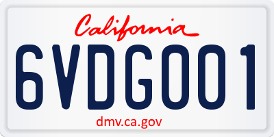 CA license plate 6VDG001