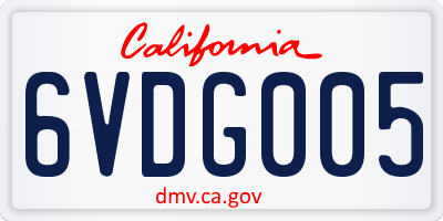 CA license plate 6VDG005