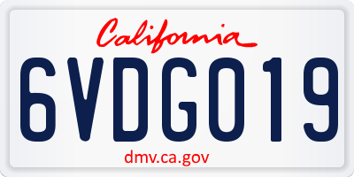 CA license plate 6VDG019
