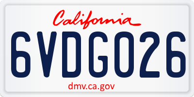 CA license plate 6VDG026