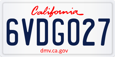 CA license plate 6VDG027
