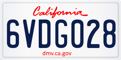 CA license plate 6VDG028