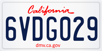 CA license plate 6VDG029
