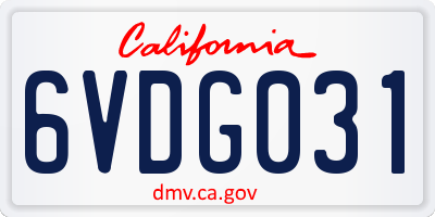 CA license plate 6VDG031