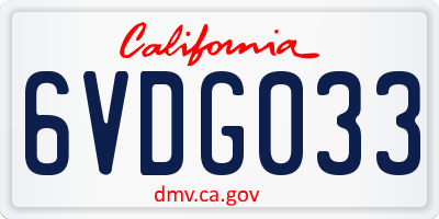 CA license plate 6VDG033