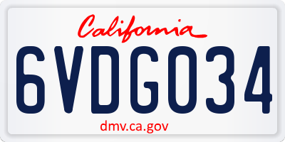 CA license plate 6VDG034