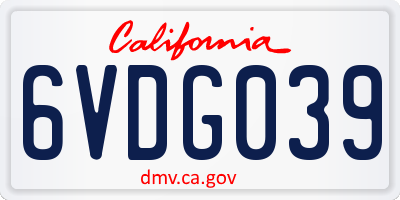 CA license plate 6VDG039