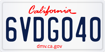 CA license plate 6VDG040