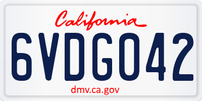 CA license plate 6VDG042