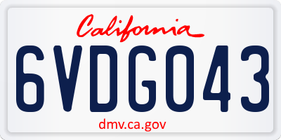 CA license plate 6VDG043