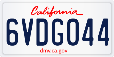 CA license plate 6VDG044