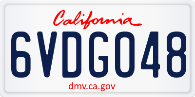 CA license plate 6VDG048