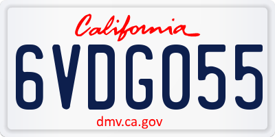 CA license plate 6VDG055