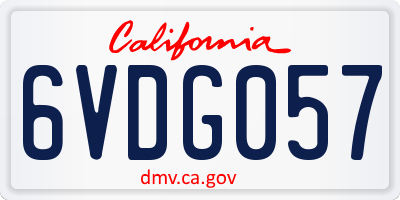 CA license plate 6VDG057