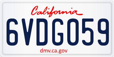 CA license plate 6VDG059