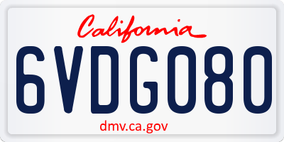 CA license plate 6VDG080