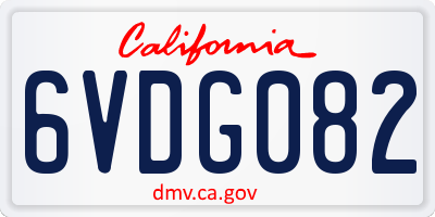 CA license plate 6VDG082