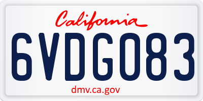 CA license plate 6VDG083
