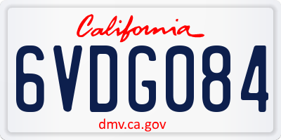 CA license plate 6VDG084