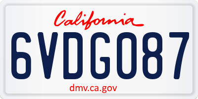 CA license plate 6VDG087