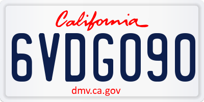 CA license plate 6VDG090