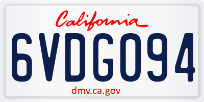 CA license plate 6VDG094