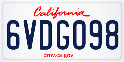 CA license plate 6VDG098