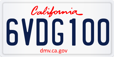 CA license plate 6VDG100