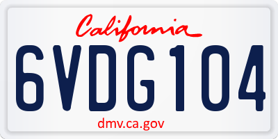 CA license plate 6VDG104