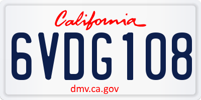 CA license plate 6VDG108