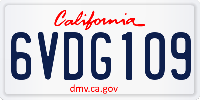 CA license plate 6VDG109
