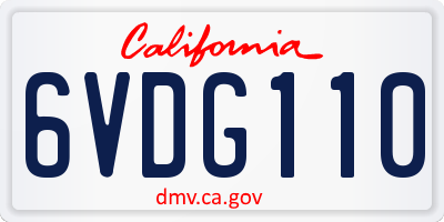 CA license plate 6VDG110