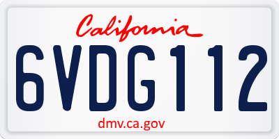 CA license plate 6VDG112