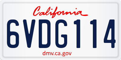 CA license plate 6VDG114