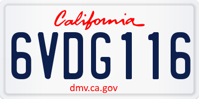CA license plate 6VDG116