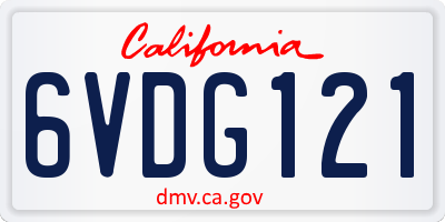 CA license plate 6VDG121