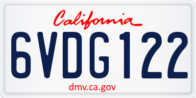 CA license plate 6VDG122