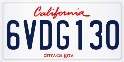 CA license plate 6VDG130